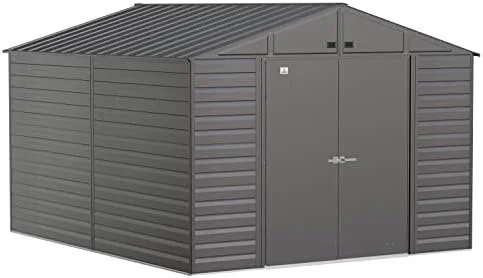 Arrow 10 x 12 ft Lockable Steel Outdoor Storage Shed, Charcoal